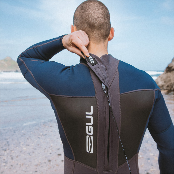 2025 Gul Mens Response 3/2mm Flatlock Back Zip Wetsuit RE1321-C1 - Grey / Navy